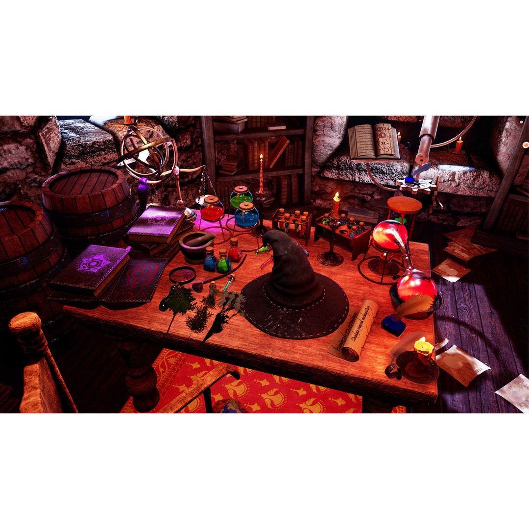 Wizard Room 3D Model – Low Poly Fantasy Interior, PBR Textures - View 5