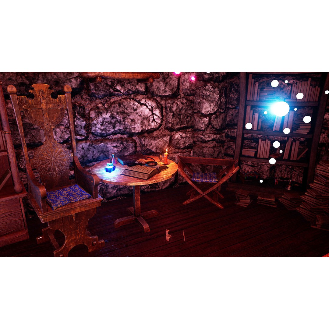 Wizard Room 3D Model – Low Poly Fantasy Interior, PBR Textures - View 6