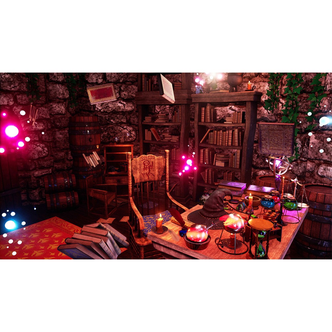 Wizard Room 3D Model – Low Poly Fantasy Interior, PBR Textures - View 7