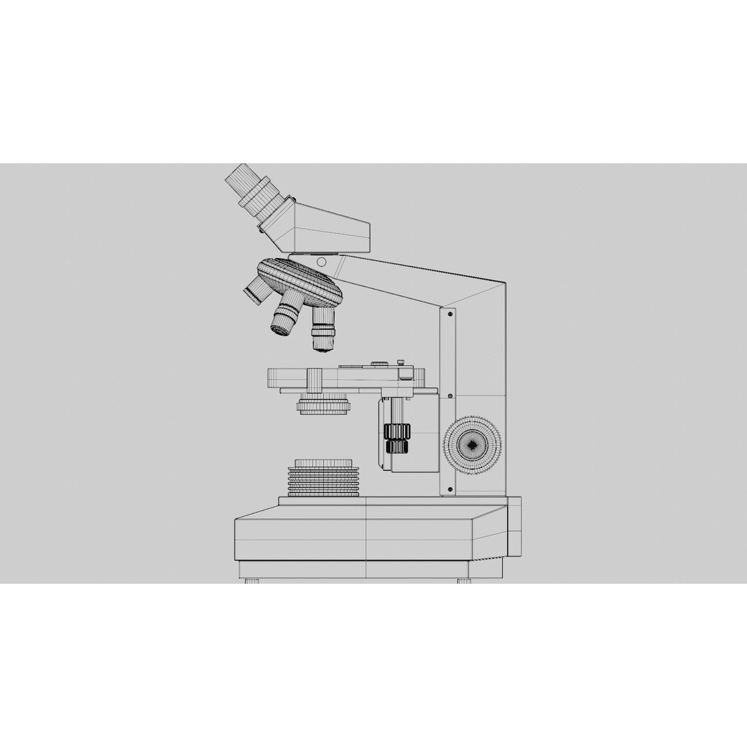 Microscope 3D Model – Low Poly PBR Asset for Science and Labs - View 12