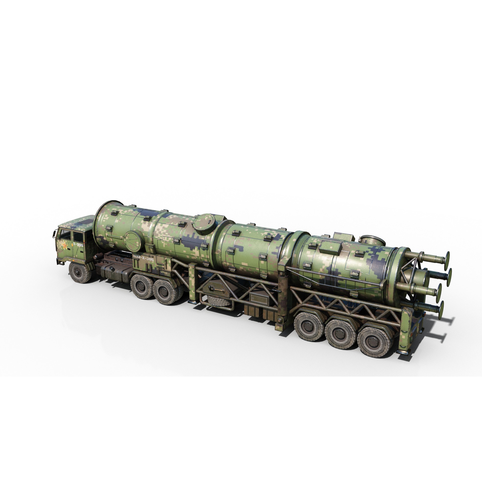 DF-21 CSS5 Ballistic Missile Launcher - Game-Ready 3D Model - View 3