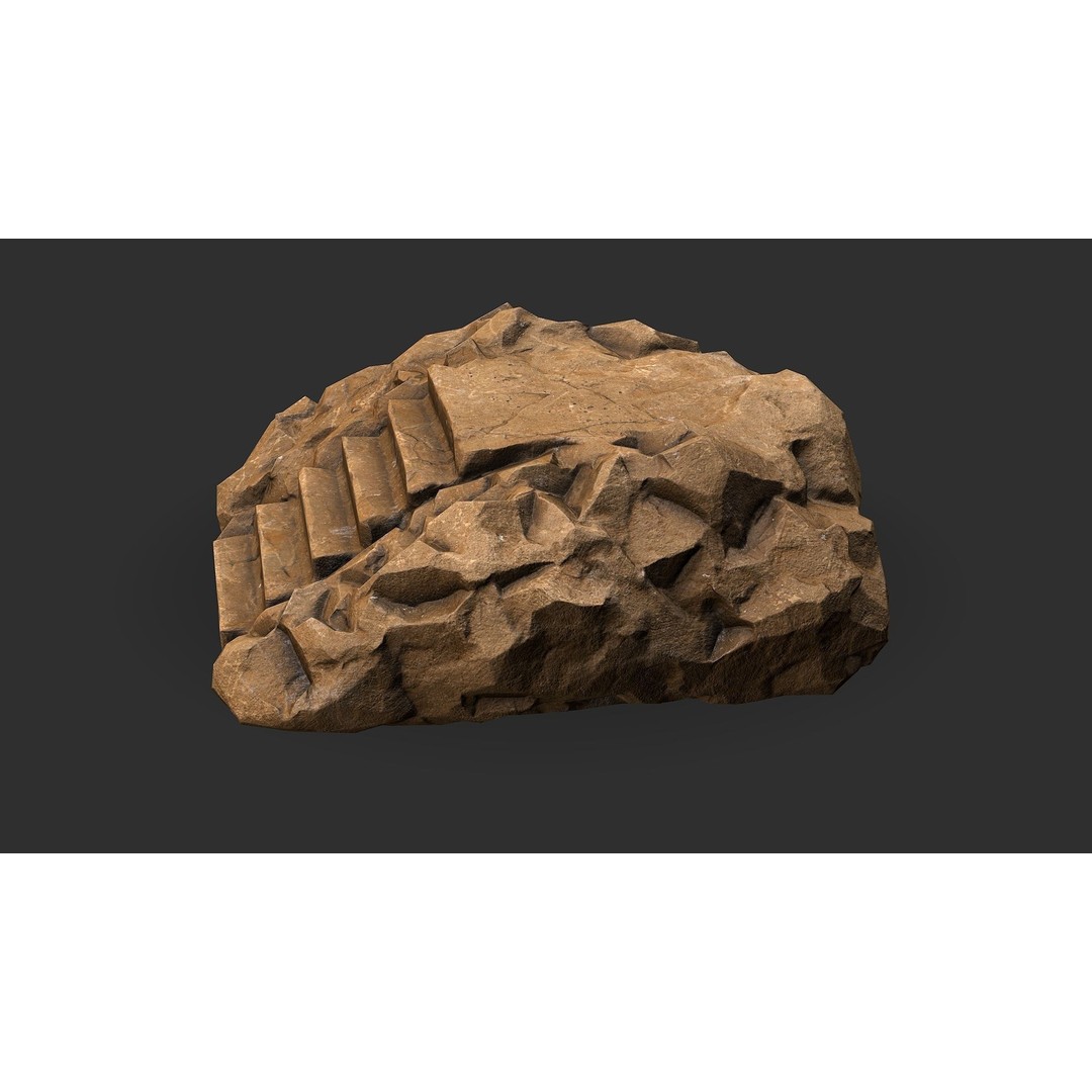 Stone Stairs 3D Model – Low Poly PBR Game Asset, FBX, OBJ - View 12
