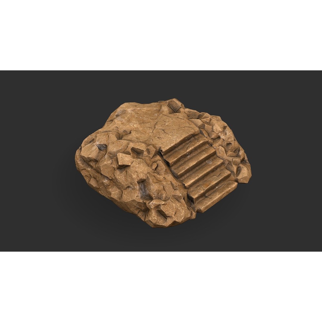 Stone Stairs 3D Model – Low Poly PBR Game Asset, FBX, OBJ - View 13
