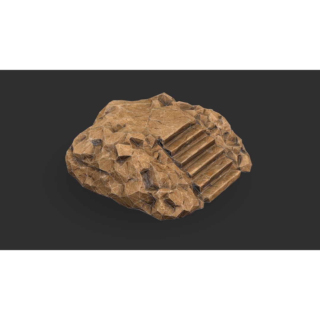 Stone Stairs 3D Model – Low Poly PBR Game Asset, FBX, OBJ - View 15