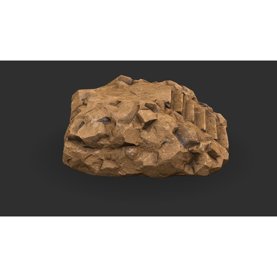 Stone Stairs 3D Model – Low Poly PBR Game Asset, FBX, OBJ - View 7