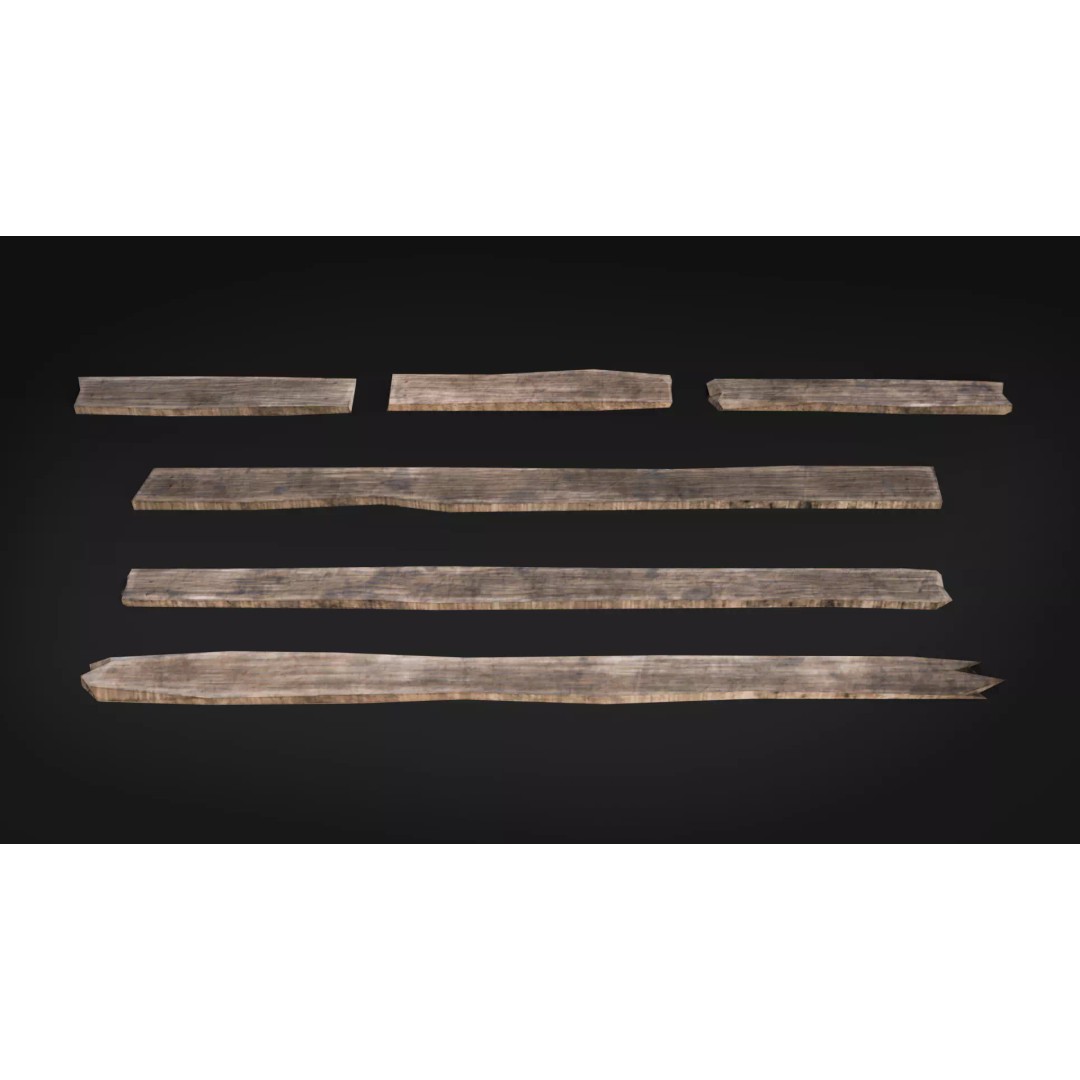Broken Wood Debris 3D Model – Low Poly Game Ready Assets, FBX - View 12