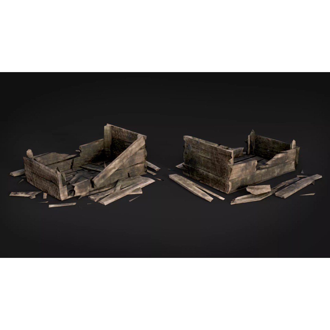 Broken Wood Debris 3D Model – Low Poly Game Ready Assets, FBX - View 13