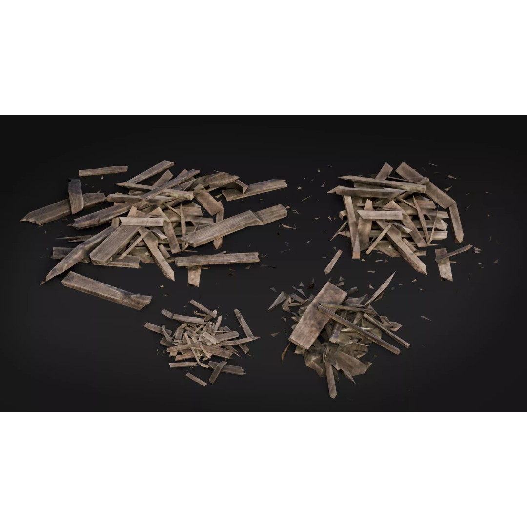 Broken Wood Debris 3D Model – Low Poly Game Ready Assets, FBX - View 14