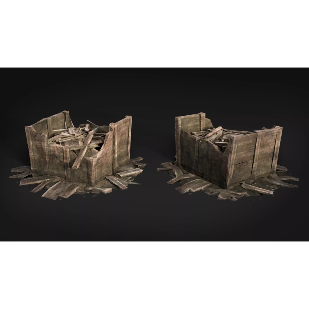 Broken Wood Debris 3D Model – Low Poly Game Ready Assets, FBX - View 5
