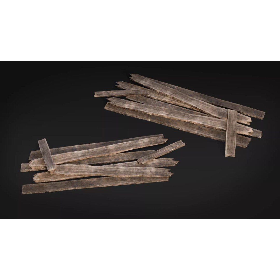 Broken Wood Debris 3D Model – Low Poly Game Ready Assets, FBX - View 7