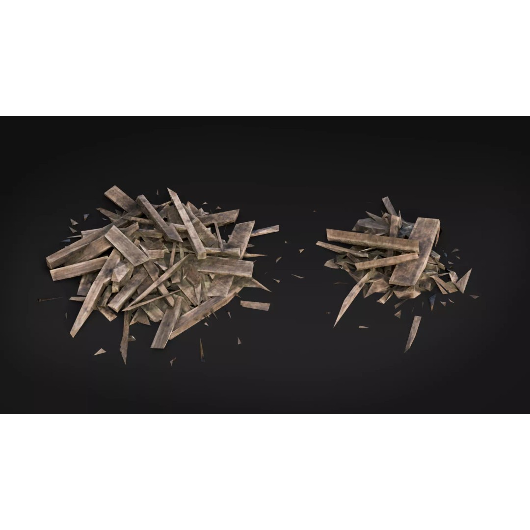 Broken Wood Debris 3D Model – Low Poly Game Ready Assets, FBX - View 9