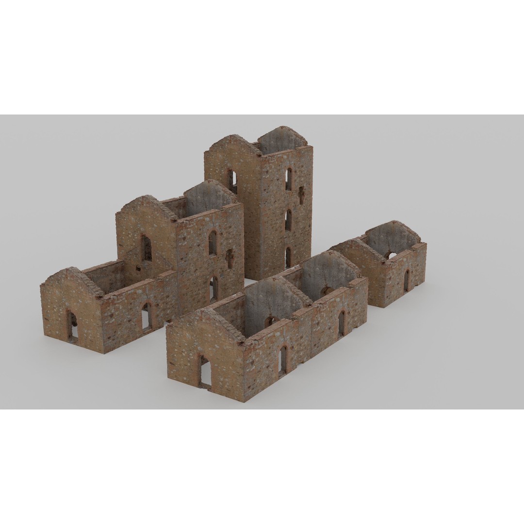 Brick Stone House Ruins 3D Model – Low Poly PBR Scanned Asset, FBX - View 10