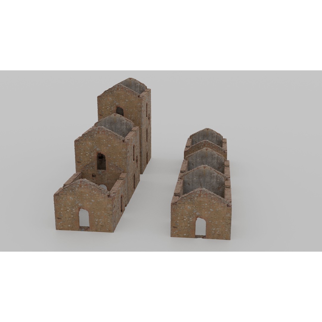 Brick Stone House Ruins 3D Model – Low Poly PBR Scanned Asset, FBX - View 11