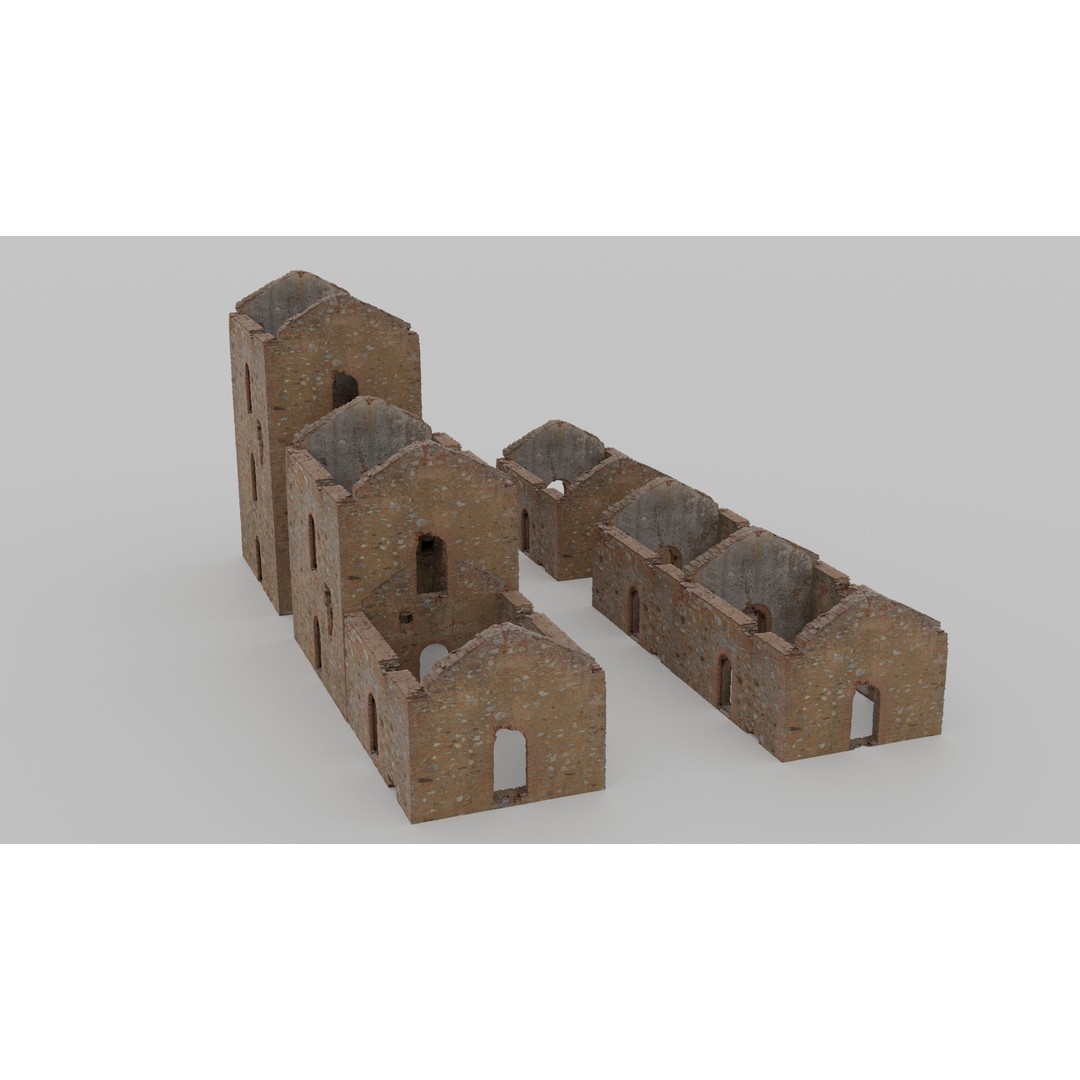 Brick Stone House Ruins 3D Model – Low Poly PBR Scanned Asset, FBX - View 12