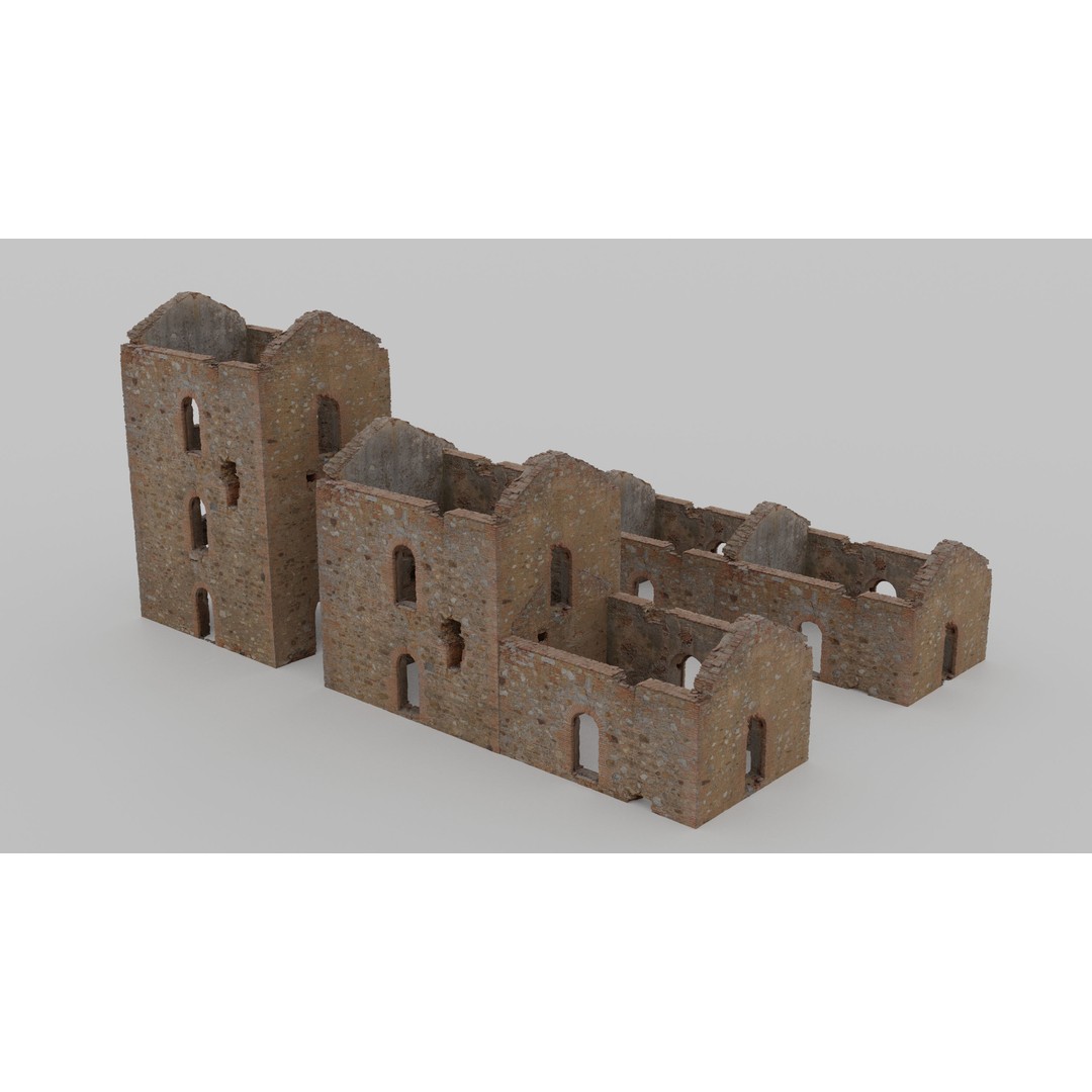 Brick Stone House Ruins 3D Model – Low Poly PBR Scanned Asset, FBX - View 13