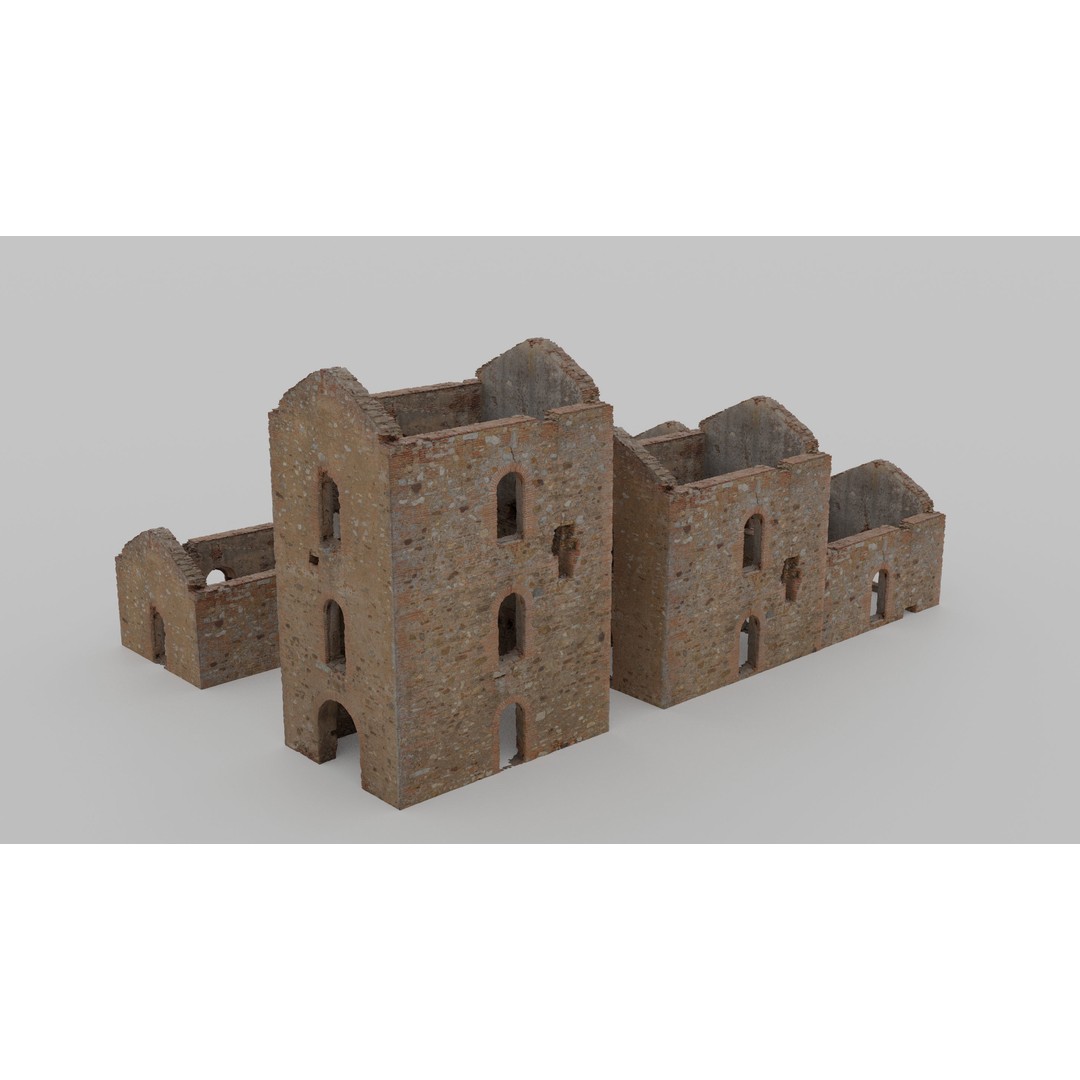 Brick Stone House Ruins 3D Model – Low Poly PBR Scanned Asset, FBX - View 16