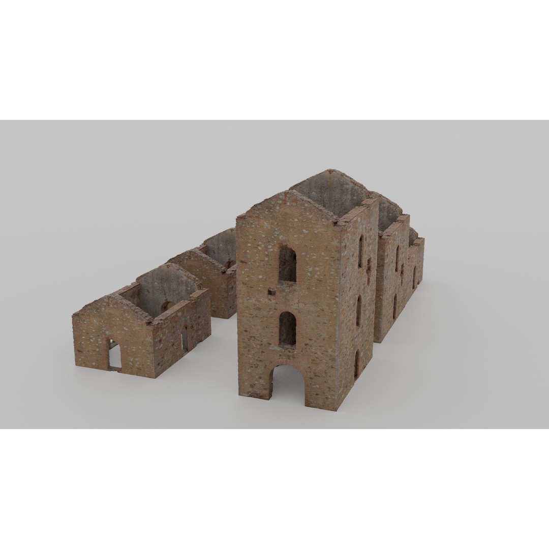 Brick Stone House Ruins 3D Model – Low Poly PBR Scanned Asset, FBX - View 17
