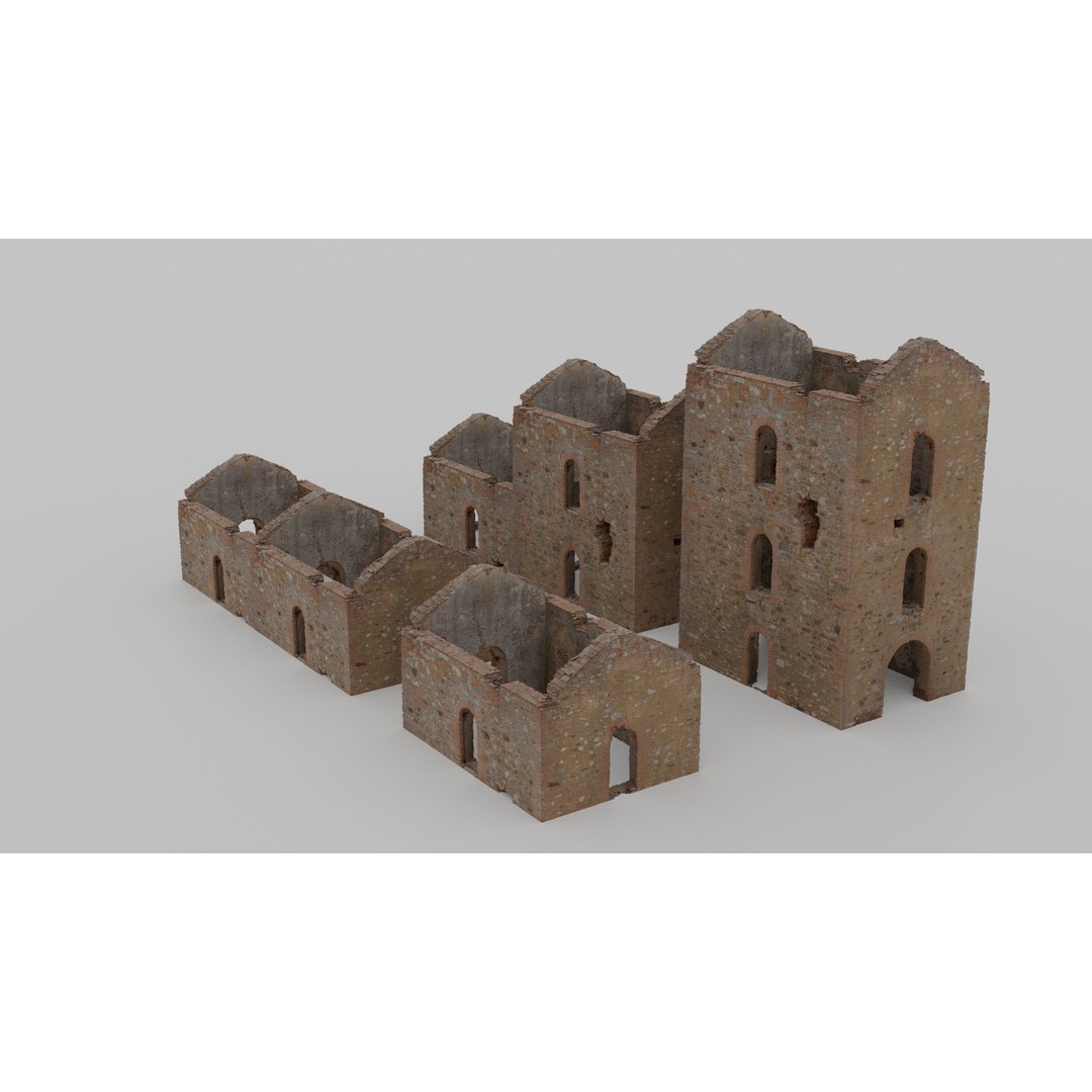 Brick Stone House Ruins 3D Model – Low Poly PBR Scanned Asset, FBX - View 19