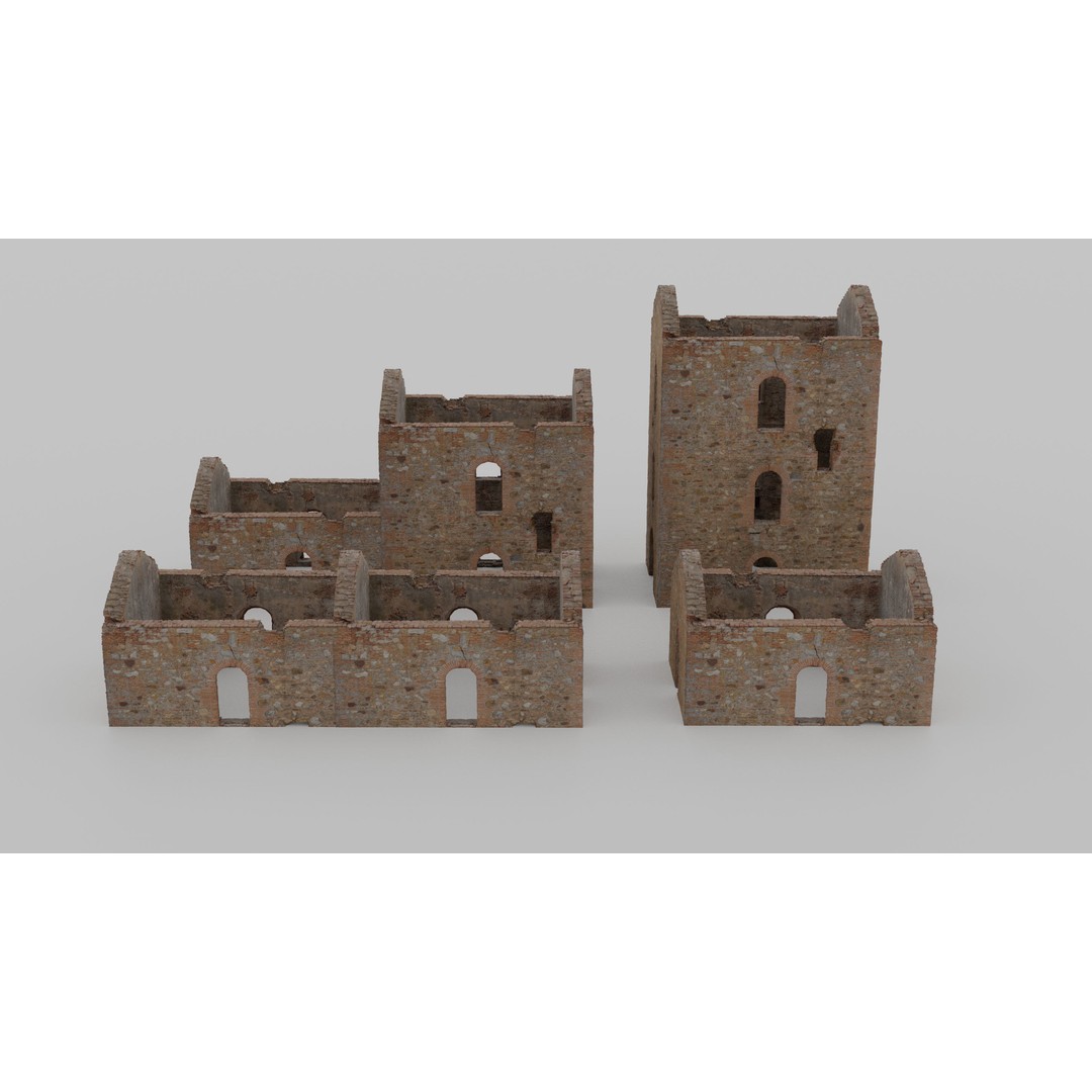 Brick Stone House Ruins 3D Model – Low Poly PBR Scanned Asset, FBX - View 8
