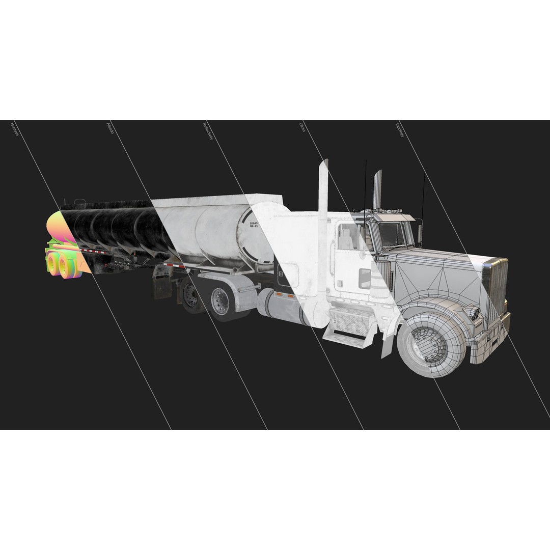 Flat Top Semi Truck 3D Model – Low Poly Game-Ready Asset, FBX & OBJ