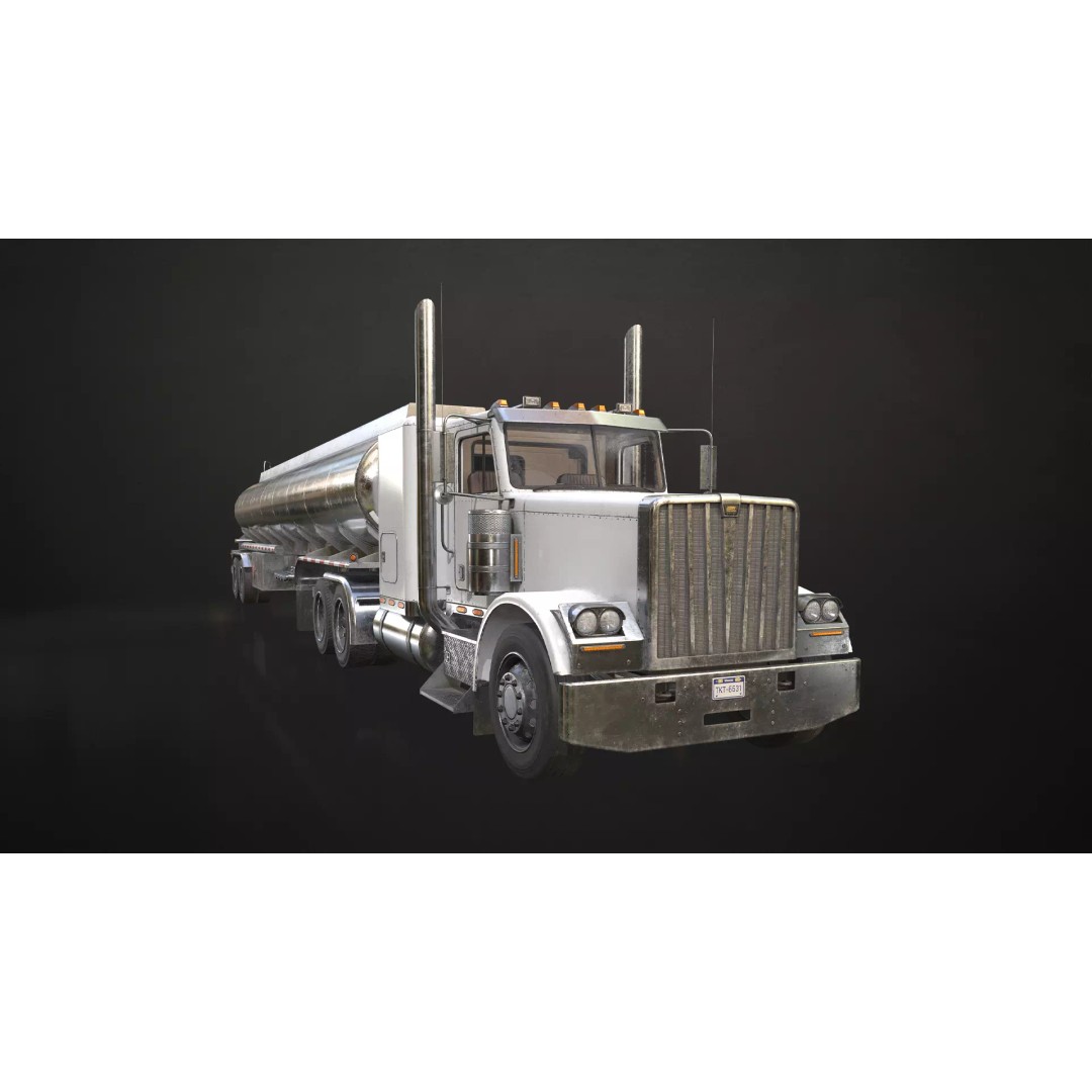 Flat Top Semi Truck 3D Model – Low Poly Game-Ready Asset, FBX & OBJ - View 2