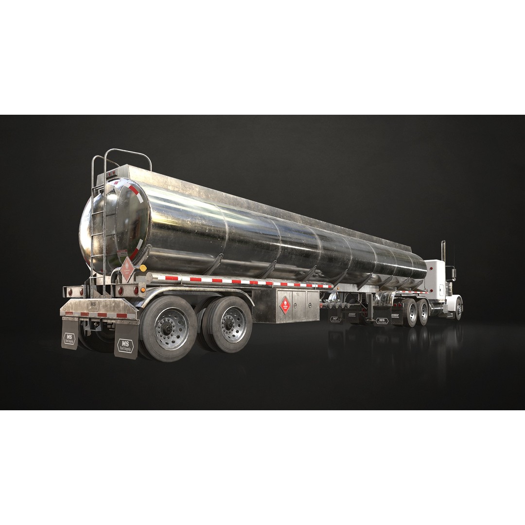 Flat Top Semi Truck 3D Model – Low Poly Game-Ready Asset, FBX & OBJ - View 4