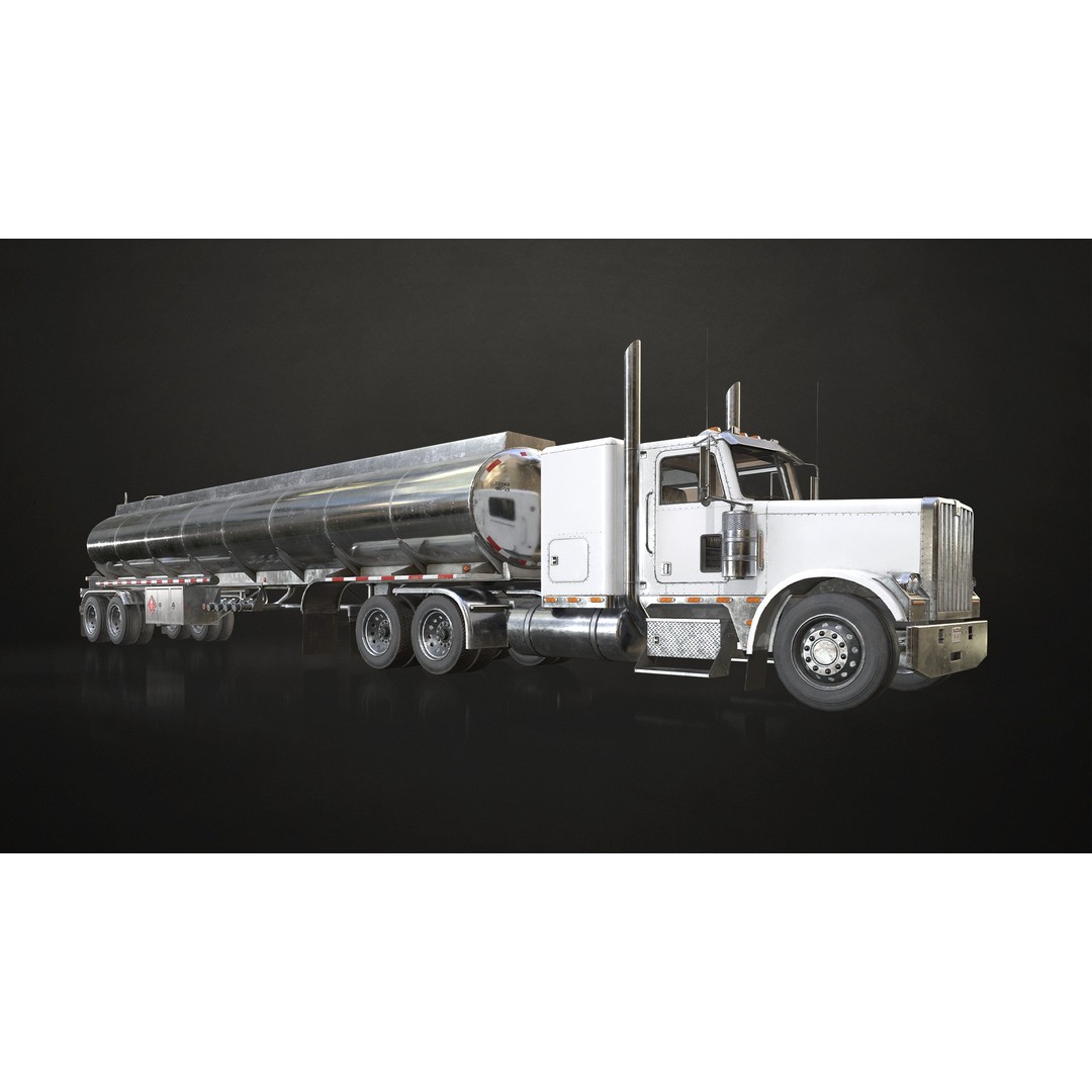 Flat Top Semi Truck 3D Model – Low Poly Game-Ready Asset, FBX & OBJ - View 5