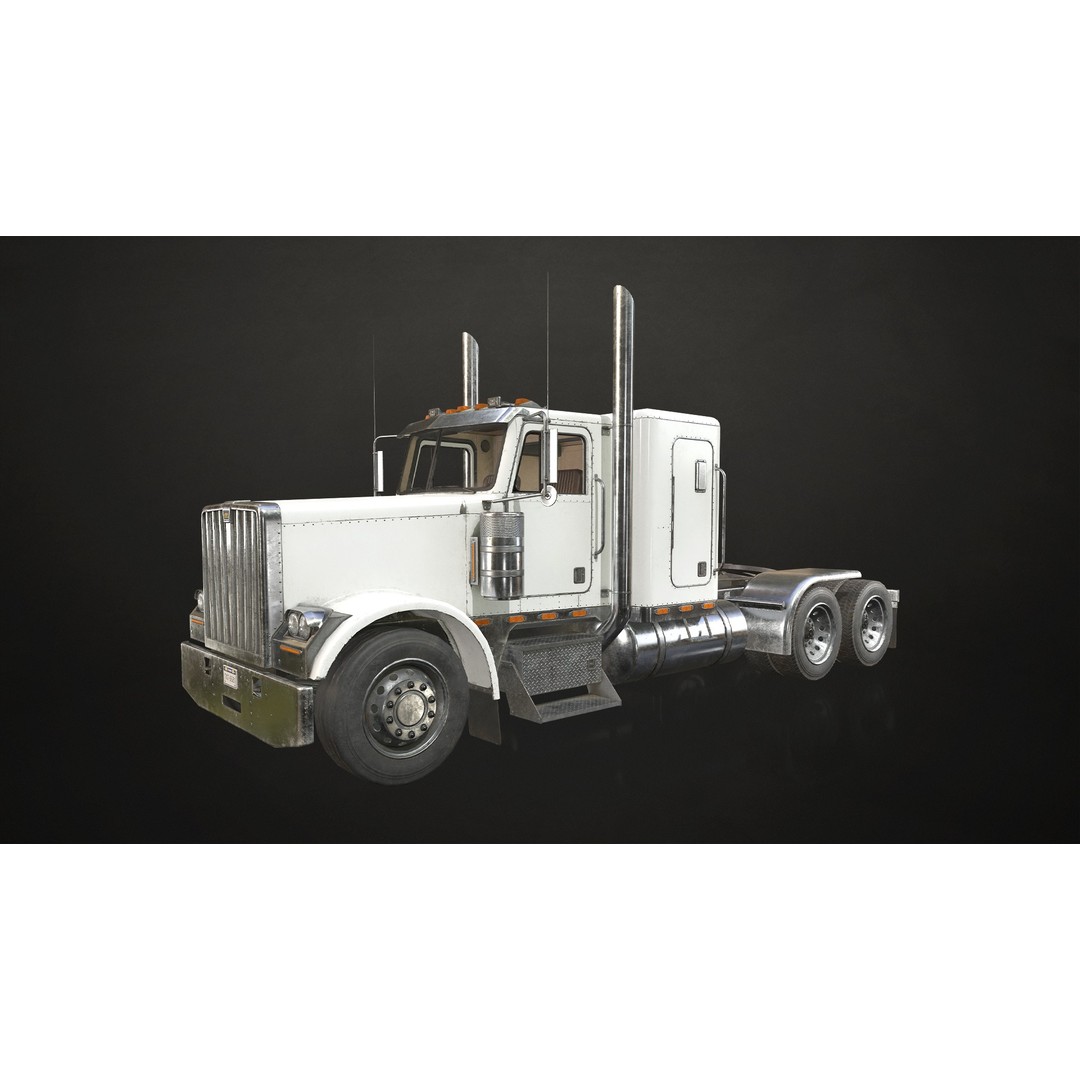 Flat Top Semi Truck 3D Model – Low Poly Game-Ready Asset, FBX & OBJ - View 6