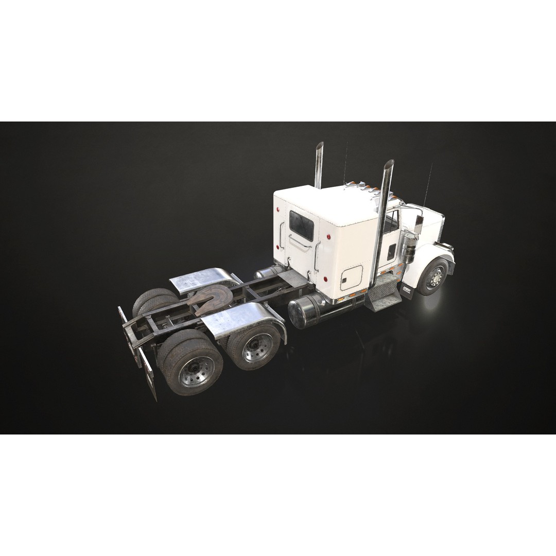 Flat Top Semi Truck 3D Model – Low Poly Game-Ready Asset, FBX & OBJ - View 7