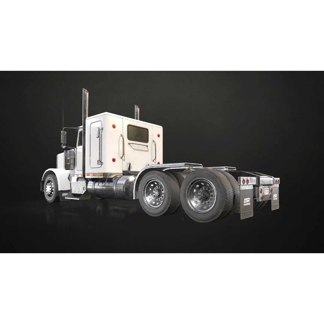 Flat Top Semi Truck 3D Model – Low Poly Game-Ready Asset, FBX & OBJ - View 9