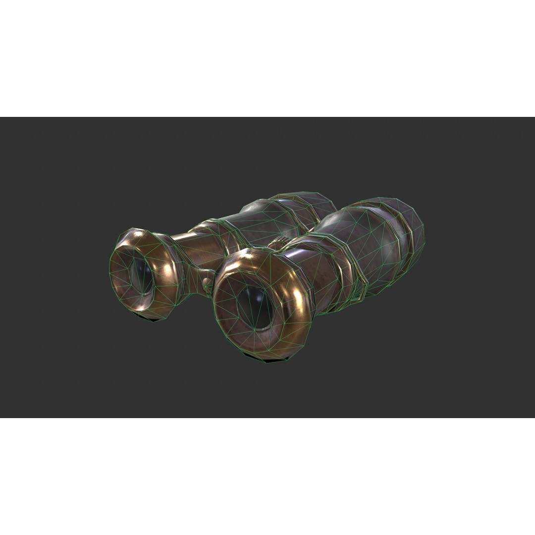 Vintage Binoculars 3D Model – Low Poly Game Asset, PBR Textures, FBX