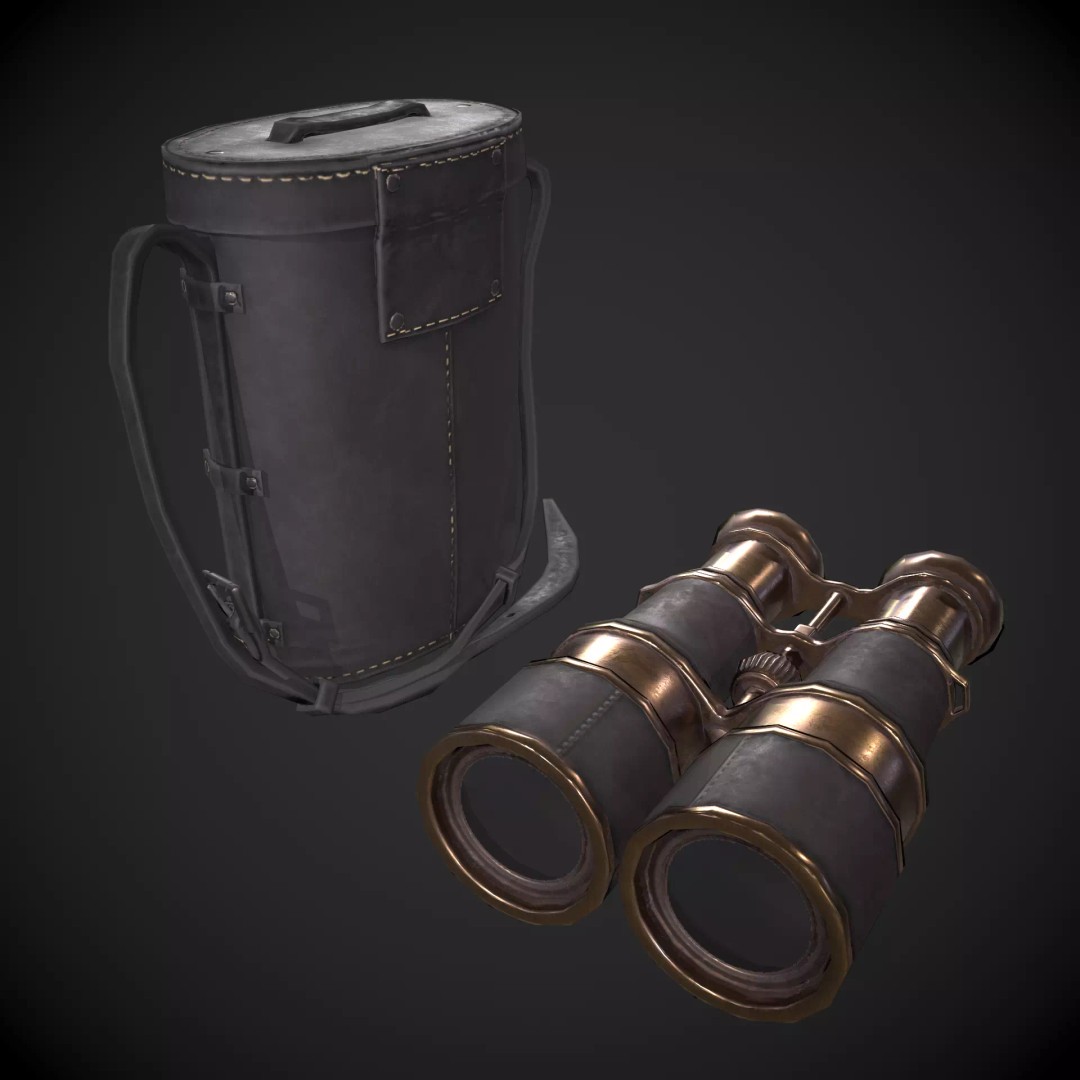 Vintage Binoculars 3D Model – Low Poly Game Asset, PBR Textures, FBX - View 2