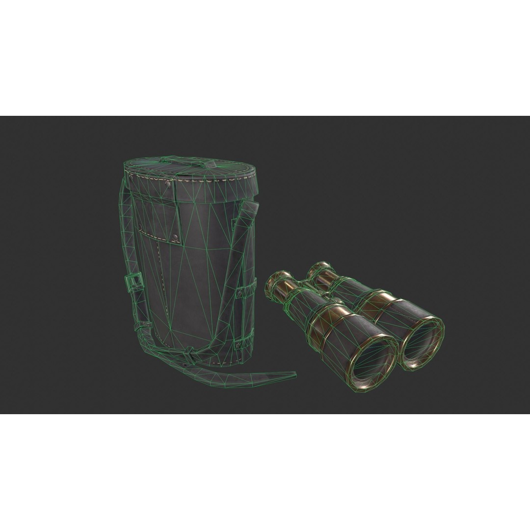 Vintage Binoculars 3D Model – Low Poly Game Asset, PBR Textures, FBX - View 4