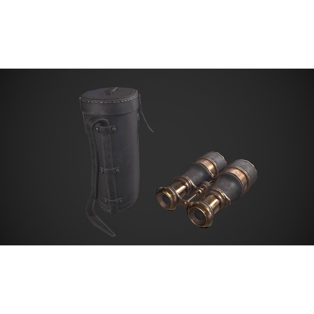 Vintage Binoculars 3D Model – Low Poly Game Asset, PBR Textures, FBX - View 5