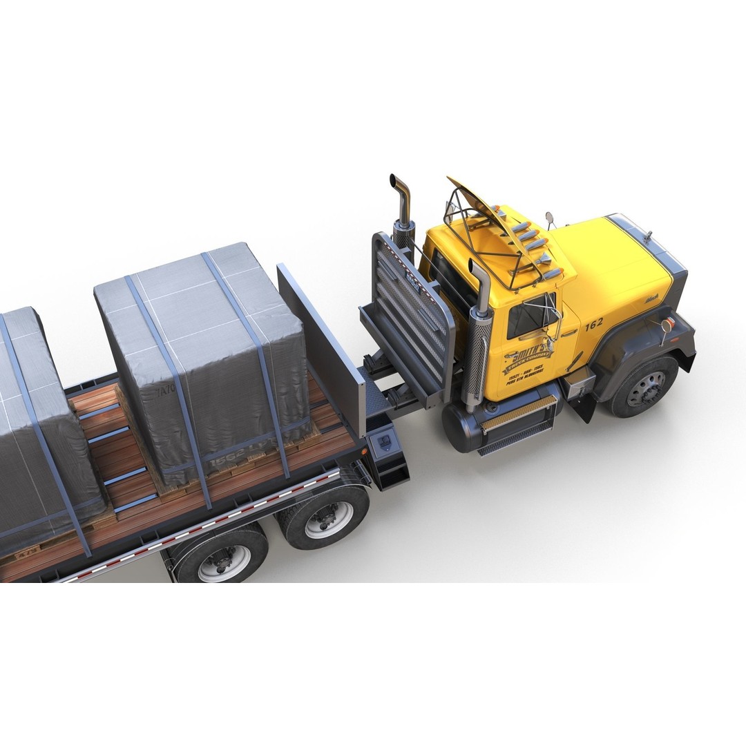 SuperLiner Dropdeck Trailer 3D Model – Low Poly Game Ready Asset, FBX - View 10
