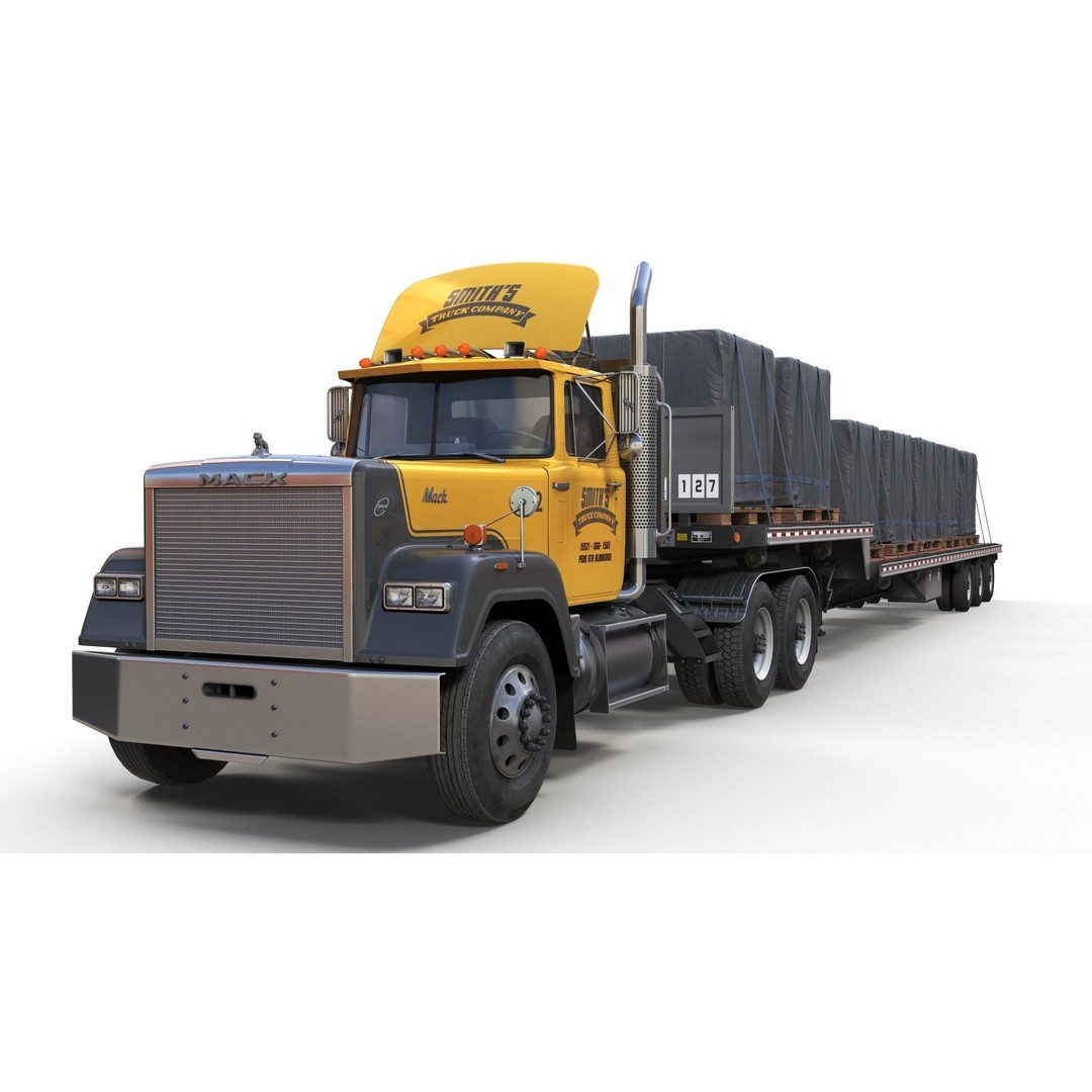 SuperLiner Dropdeck Trailer 3D Model – Low Poly Game Ready Asset, FBX - View 12