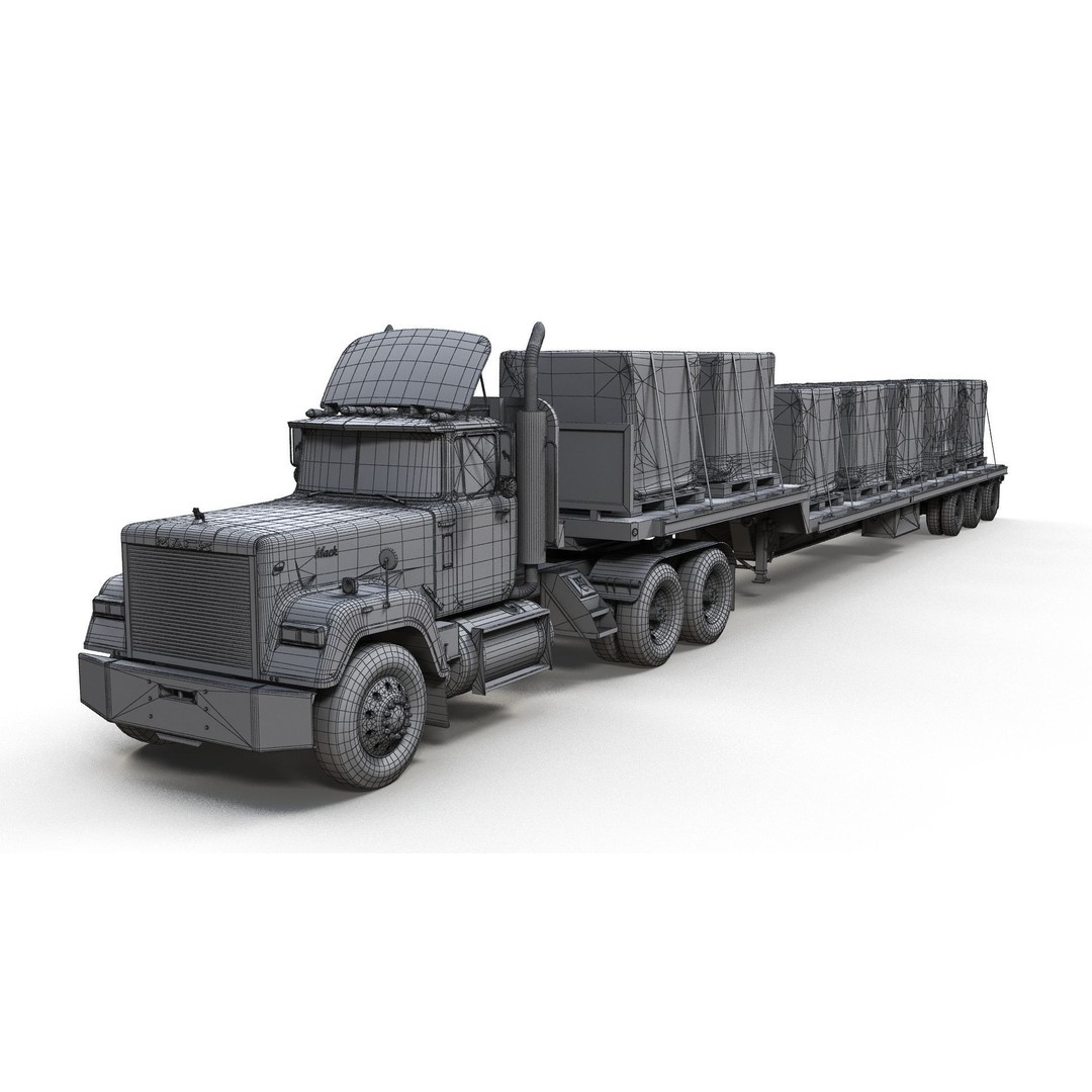 SuperLiner Dropdeck Trailer 3D Model – Low Poly Game Ready Asset, FBX - View 13