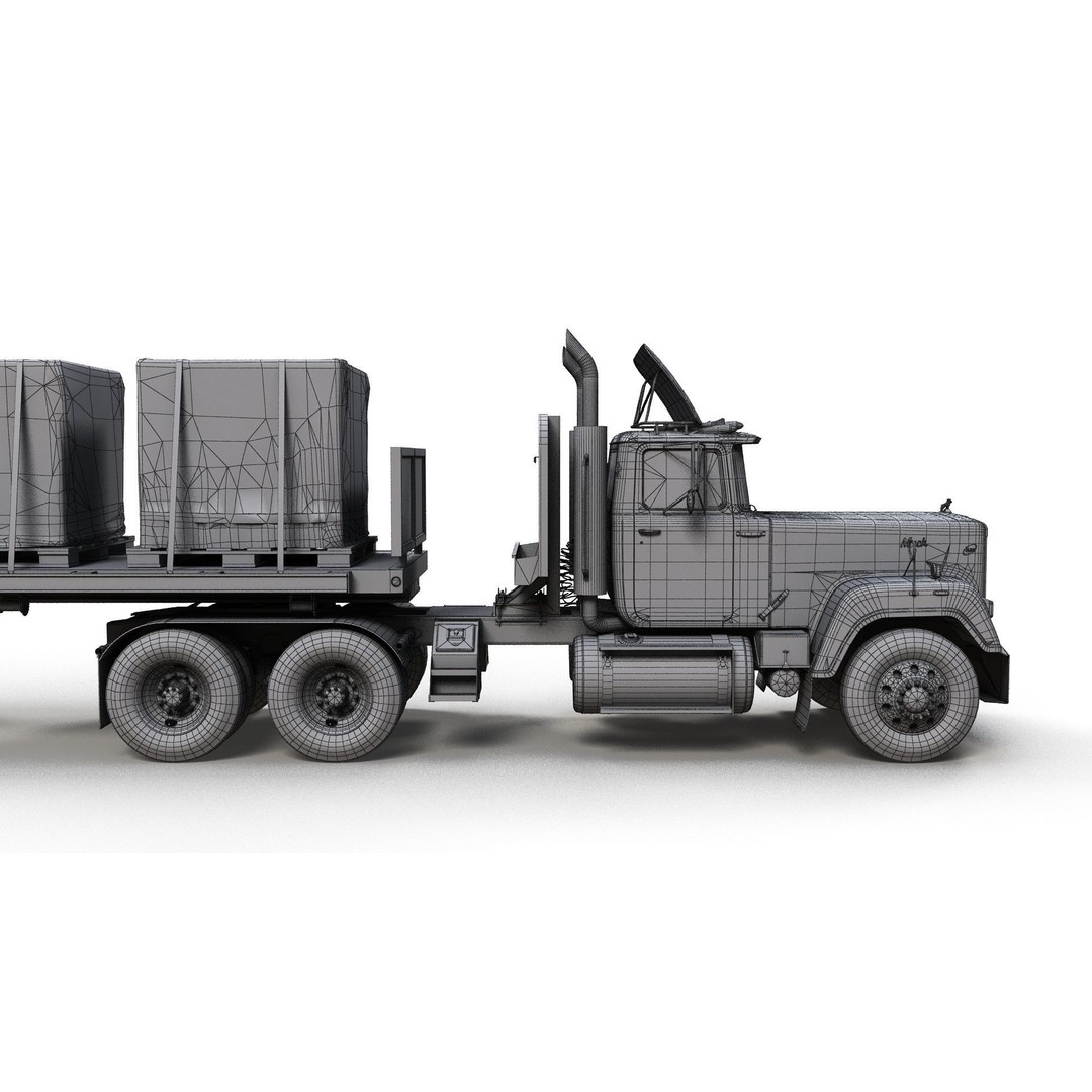 SuperLiner Dropdeck Trailer 3D Model – Low Poly Game Ready Asset, FBX - View 15