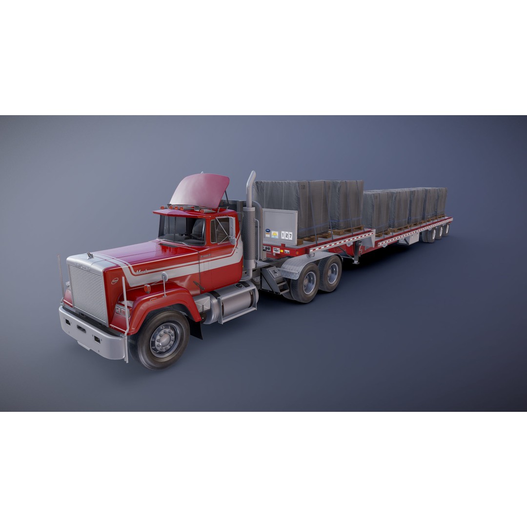 SuperLiner Dropdeck Trailer 3D Model – Low Poly Game Ready Asset, FBX - View 21