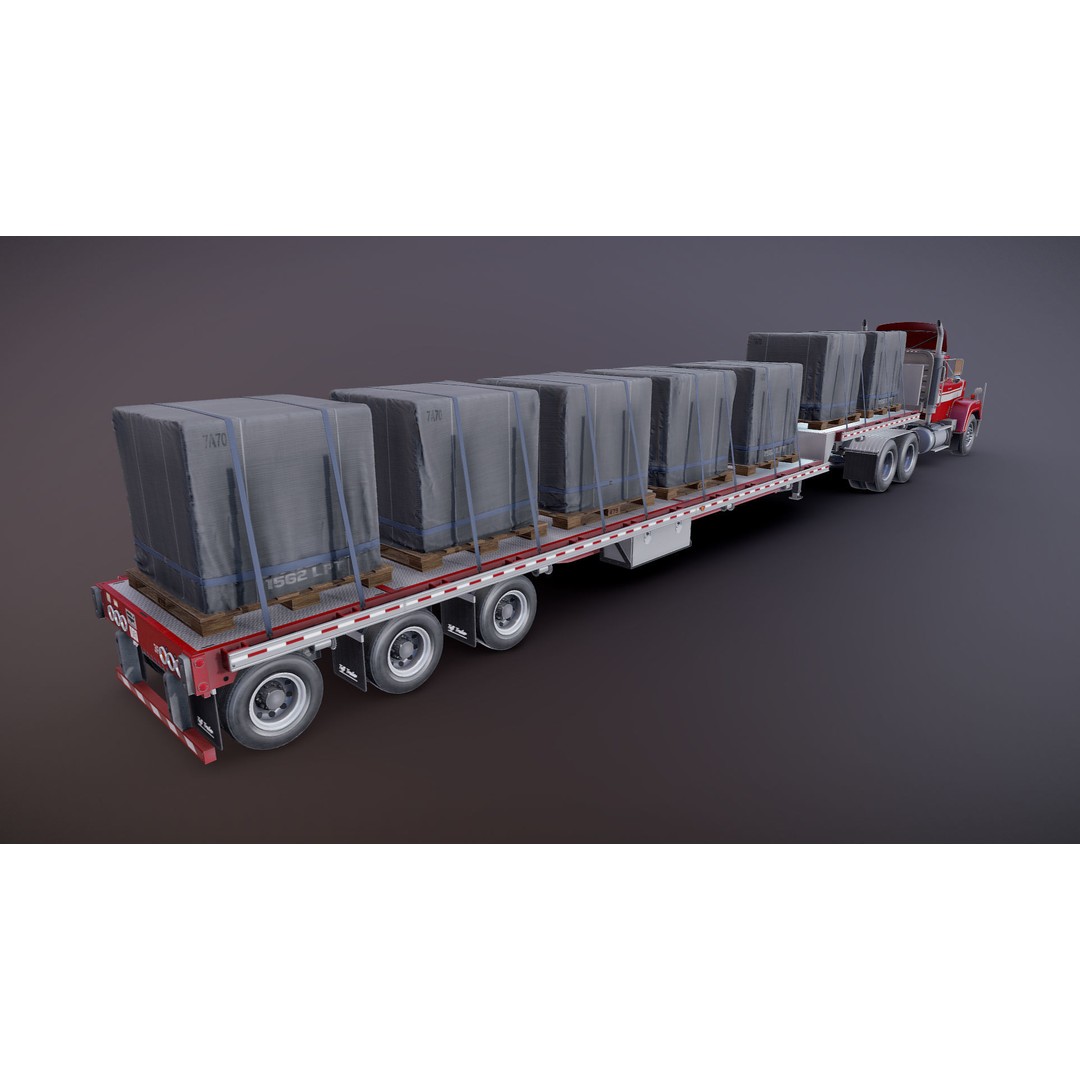 SuperLiner Dropdeck Trailer 3D Model – Low Poly Game Ready Asset, FBX - View 22