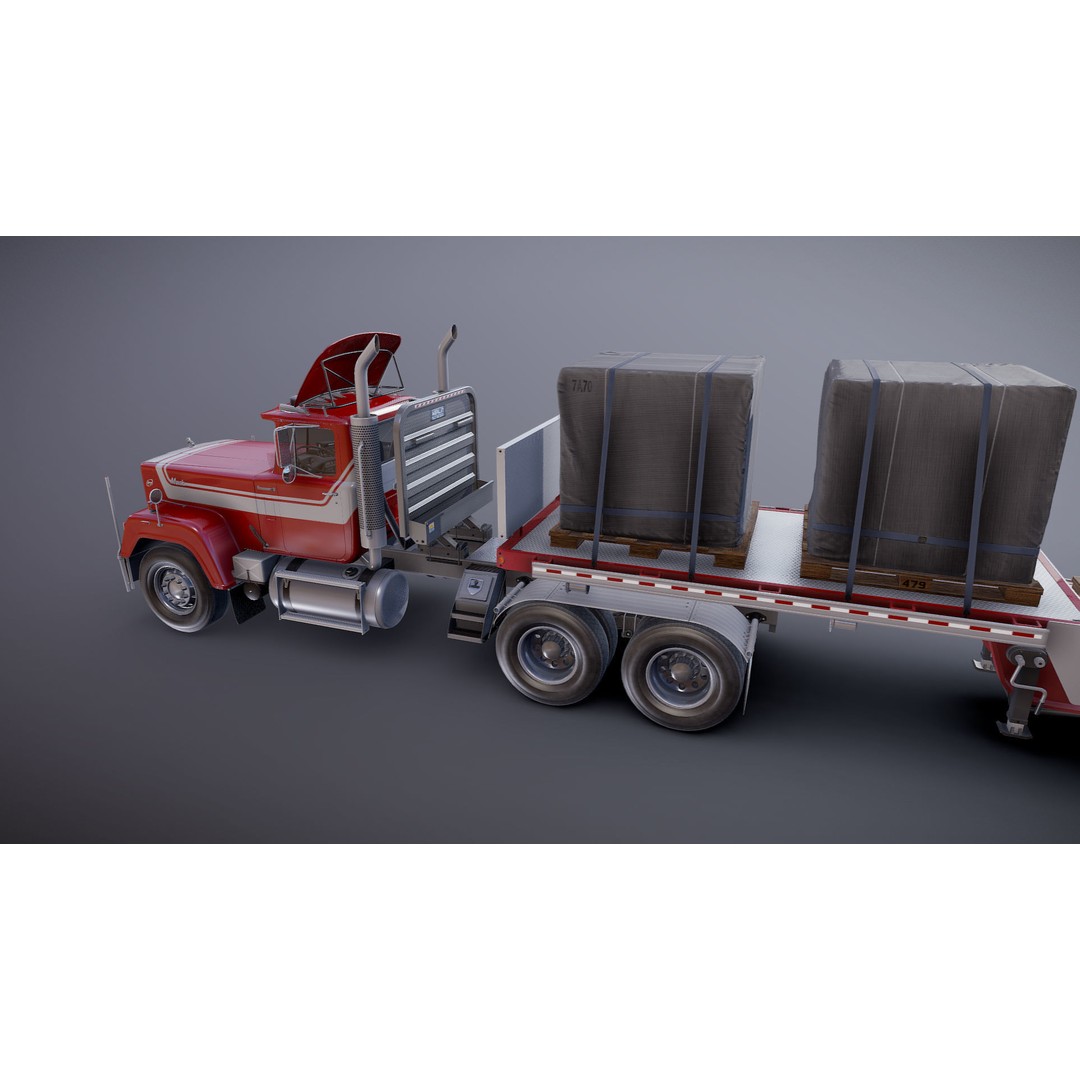 SuperLiner Dropdeck Trailer 3D Model – Low Poly Game Ready Asset, FBX - View 24