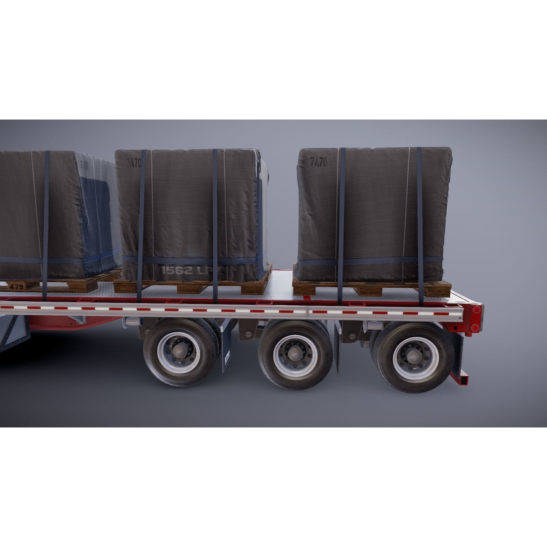 SuperLiner Dropdeck Trailer 3D Model – Low Poly Game Ready Asset, FBX - View 25