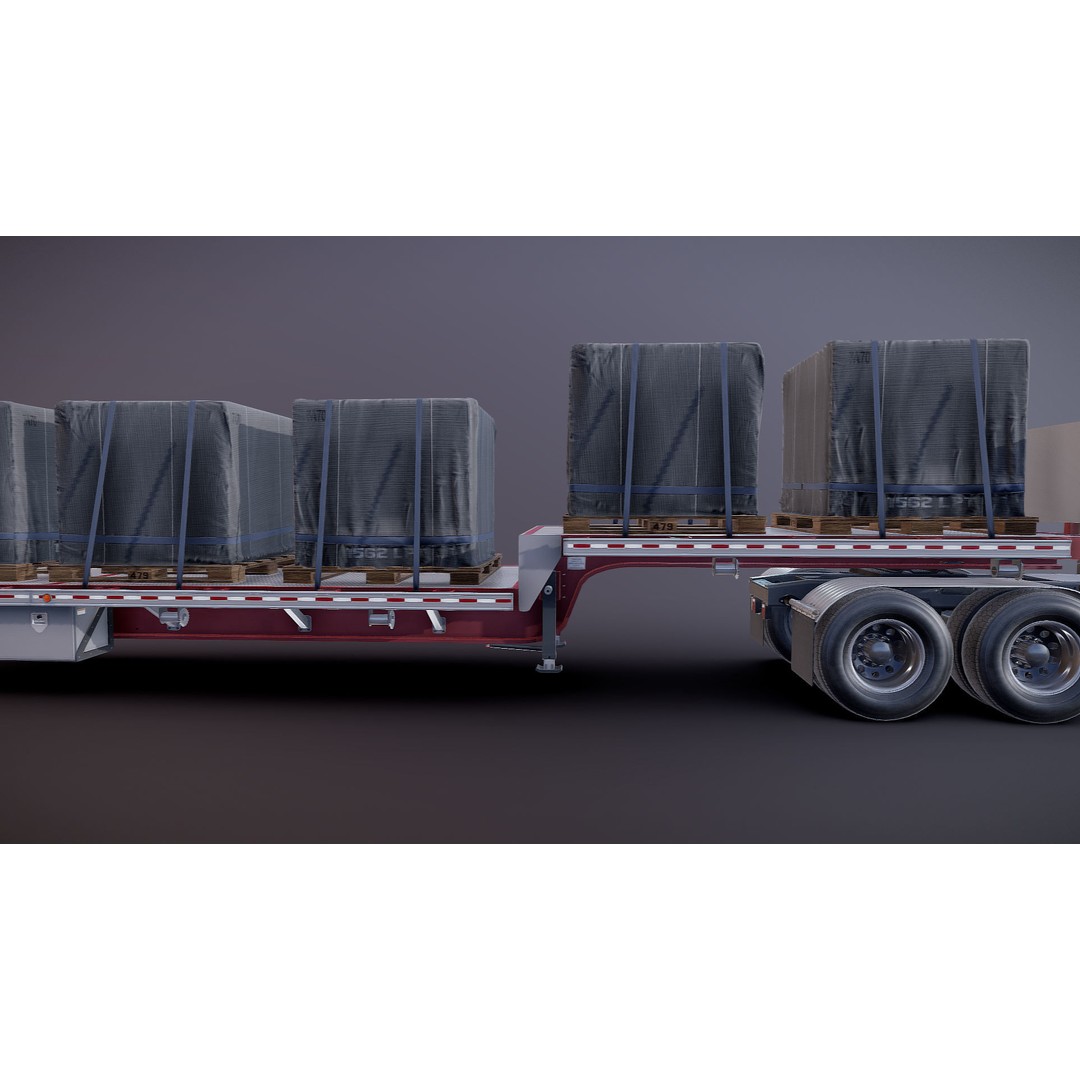 SuperLiner Dropdeck Trailer 3D Model – Low Poly Game Ready Asset, FBX - View 26