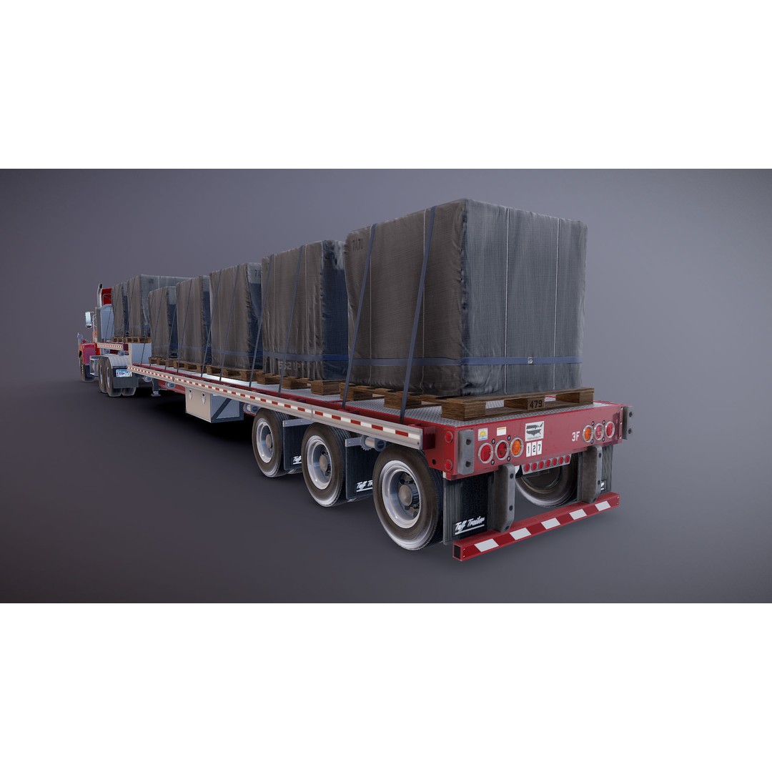 SuperLiner Dropdeck Trailer 3D Model – Low Poly Game Ready Asset, FBX - View 27