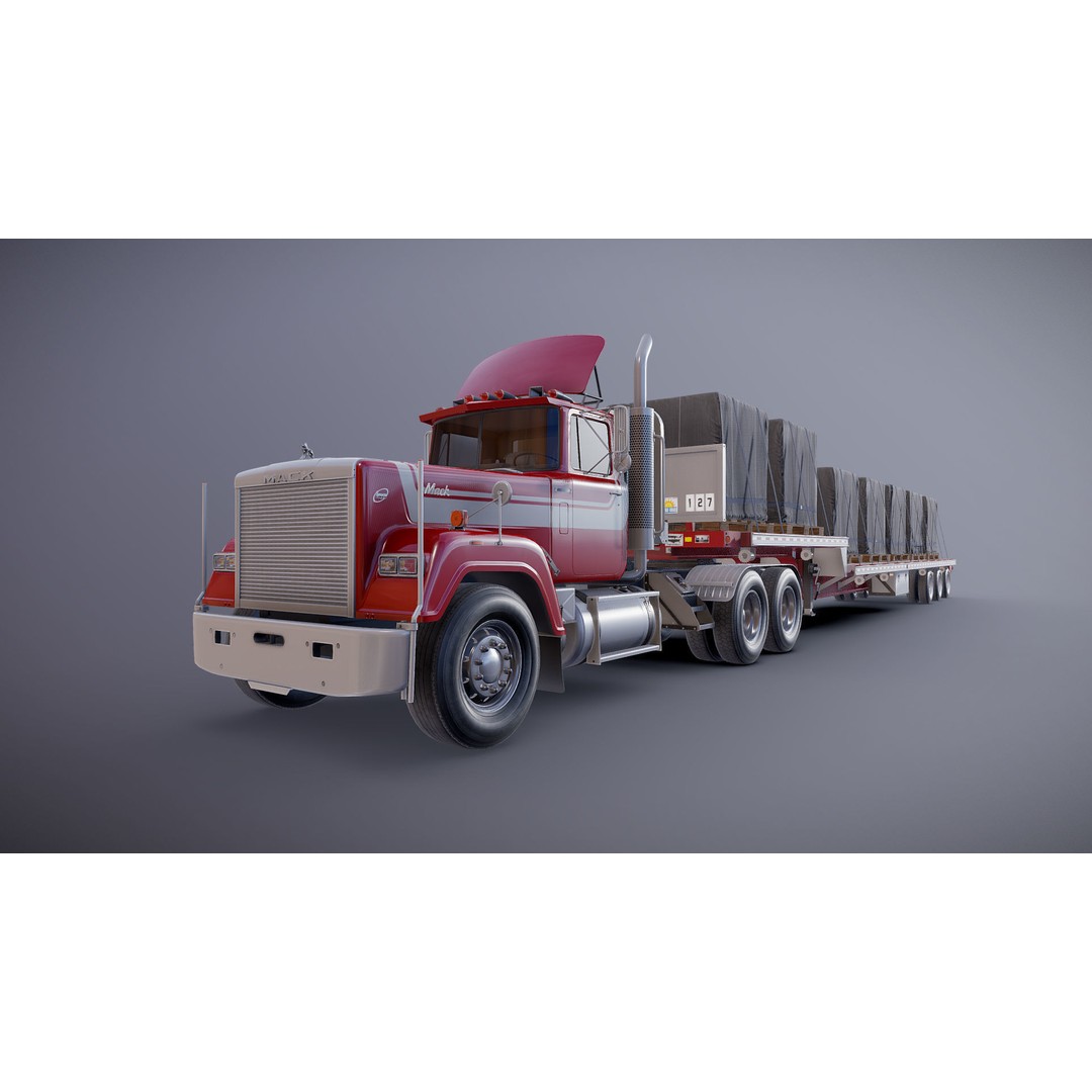 SuperLiner Dropdeck Trailer 3D Model – Low Poly Game Ready Asset, FBX - View 29