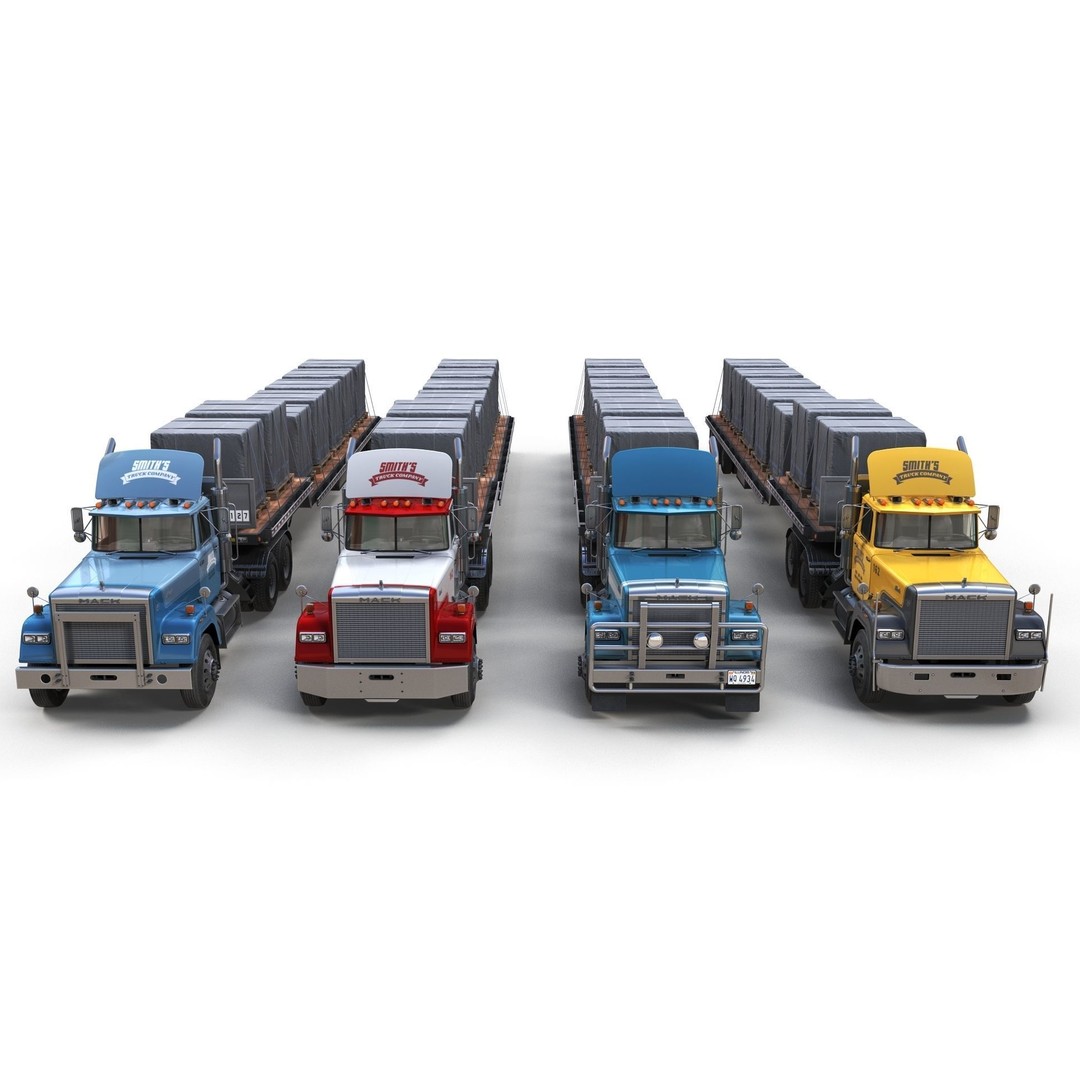 SuperLiner Dropdeck Trailer 3D Model – Low Poly Game Ready Asset, FBX - View 3