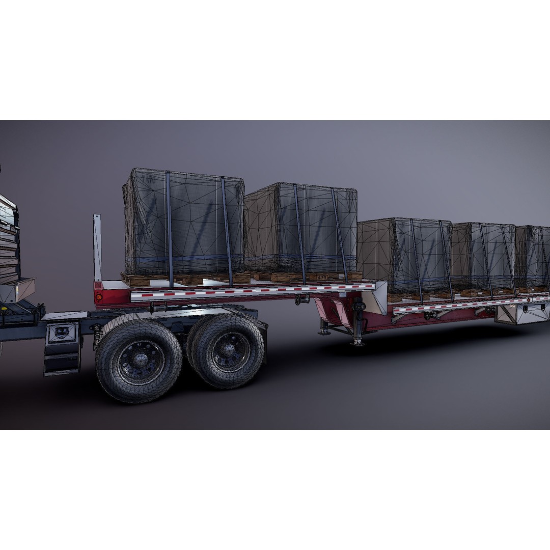 SuperLiner Dropdeck Trailer 3D Model – Low Poly Game Ready Asset, FBX - View 31