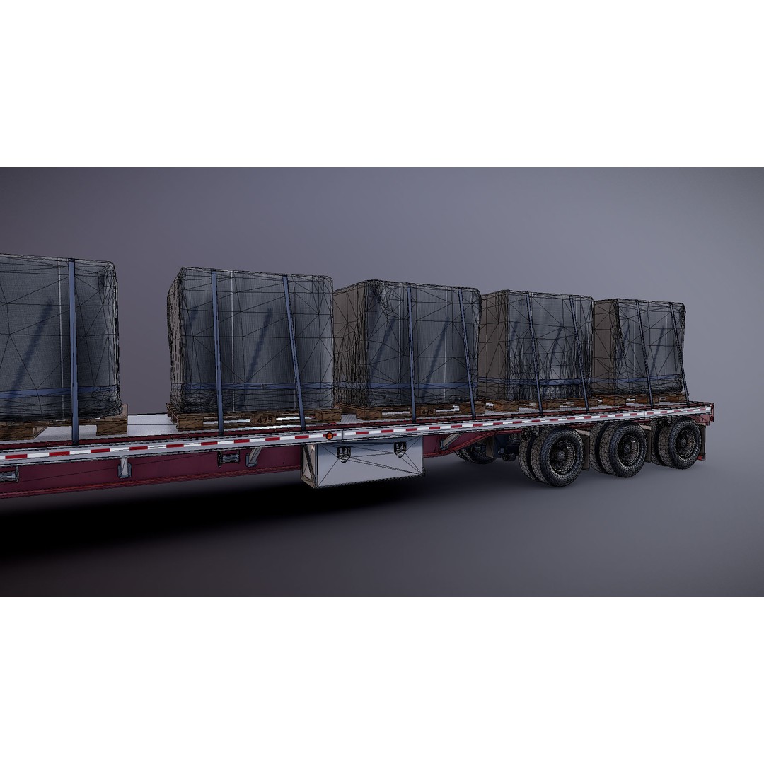 SuperLiner Dropdeck Trailer 3D Model – Low Poly Game Ready Asset, FBX - View 32