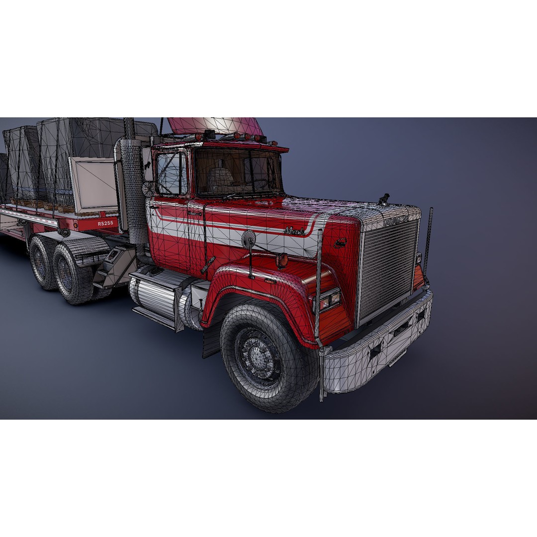 SuperLiner Dropdeck Trailer 3D Model – Low Poly Game Ready Asset, FBX - View 34