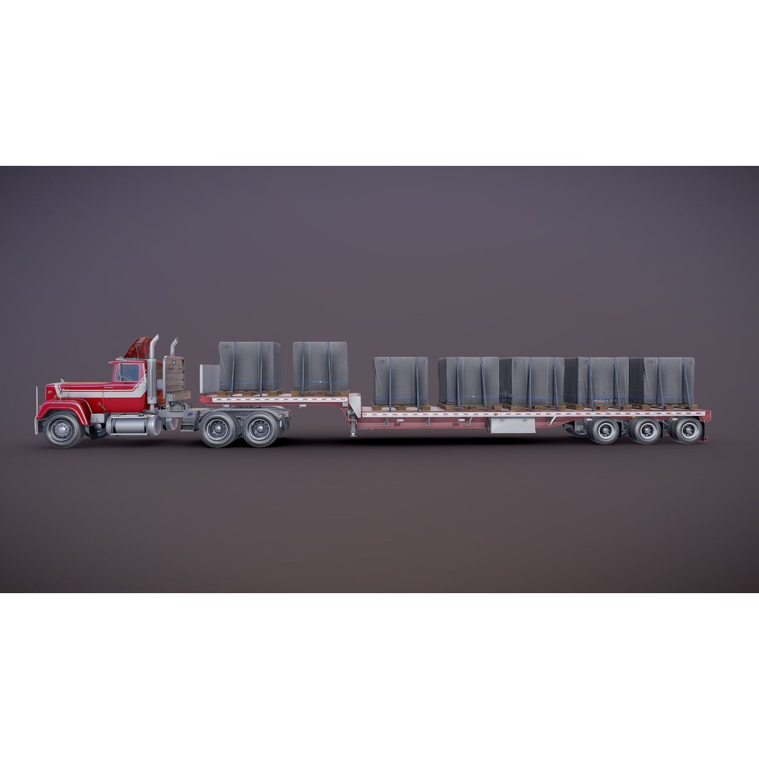 SuperLiner Dropdeck Trailer 3D Model – Low Poly Game Ready Asset, FBX - View 35